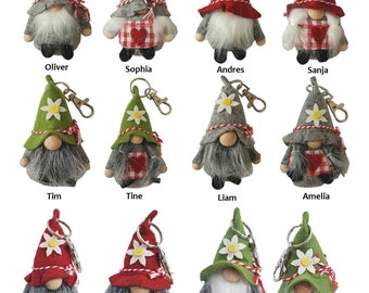 Wichtel Anhänger mit Karabinerhaken Zwerg Mann oder Frau in verschiedenen Farben