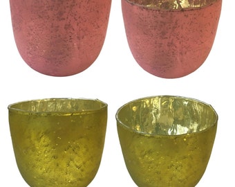 AKTION Glas Windlicht Teelichtglas in Verschiedenen Farben zur Auswahl, ca. 10x10 cm
