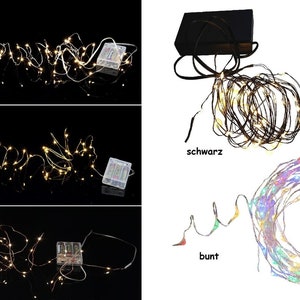 Op de afbeelding: Vier sets koperdraad-feelichtjes met warmwitte LED-lampjes. De lichtjes worden in vier kleuren getoond: zilver, goud, koper en veelkleurig. De lichtjes zijn batterijgevoed en perfect om te decoreren voor de feestdagen of om een ​​sfeervolle touch aan elke kamer toe te voegen.