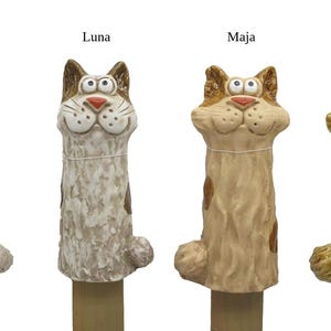 Dekorative Zaunfigur niedliche Katzen aus Keramik Zaunhocker Katze Höhe ca. 20 cm