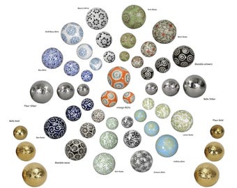 Schwimmkugeln, Dekokugeln schwimmend, Porzellan, Durchmesser 4-6-7,5 cm