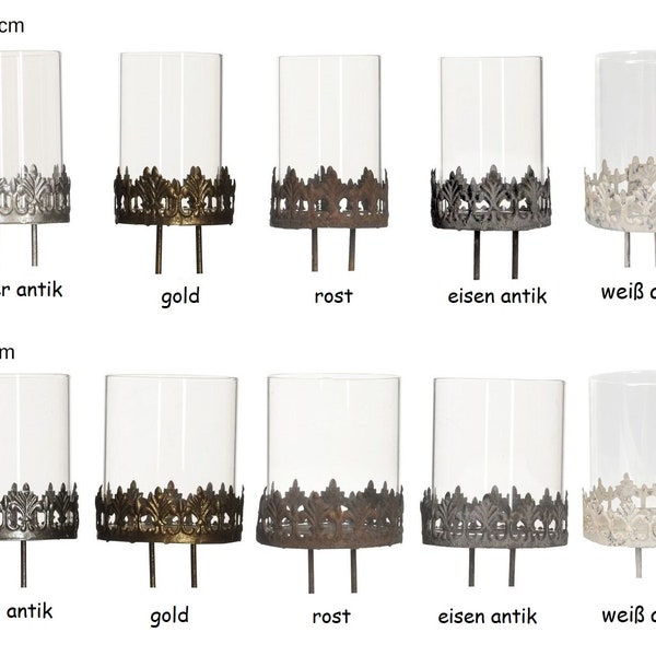 Kerzen- und Teelichthalter für Kränze mit Glasaufsatz zum Stecken, Auswahl