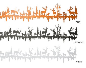 Winterlandschaft Metallprofil als Kranz aufstellbar, ca. 50 cm lang, Farbwahl