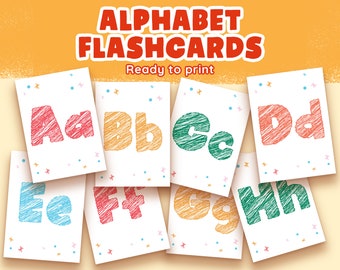 ABC Flashcards For Kids Printable Alphabet Flash Cards for Preschool Student Montesorri Toddler Ready To Print At Home DIY With Crop Marks