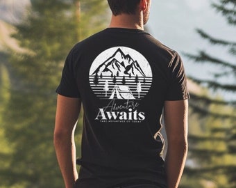 Adventure Awaits Camping Hiking Outdoor Lover Unisex Short Sleeve T-Shirt, Great for a Gift or for Yourself