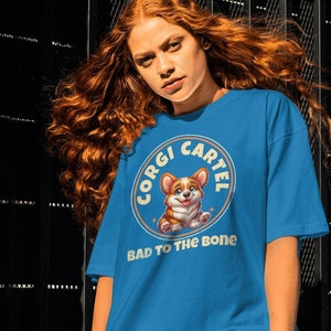 Schattig Corgi Cartel Corgi Lover Dog Mom uniseks jersey T-shirt met korte mouw