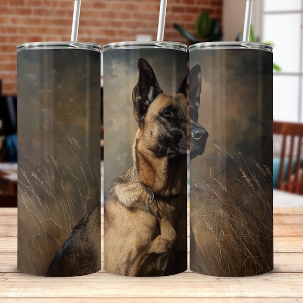 Majestic German Shepherd Dog Tumbler, Rustic Dog Lover Gift, Unique Pet Inspired Drinkware, Animal Theme Outdoor Tumbler