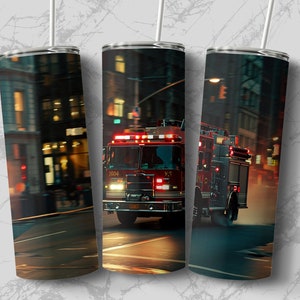 Firetruck Tumbler, Custom Firefighter Tumbler, Firefighter Gift for Birthday,, Seamless