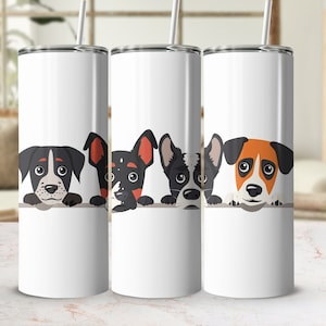 Vaso con dibujos de caras de perros adorables, taza de viaje con cachorros adorables, regalo para amantes de los perros, vaso con estampado de animales, taza con diseño divertido de mascotas