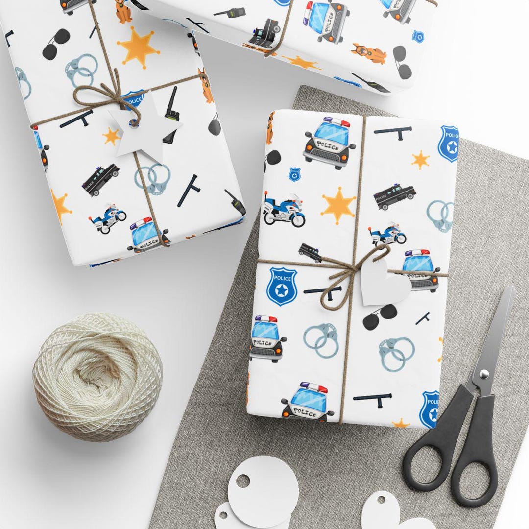 Wrapping Papers, Cute Police Gift Wrap, Law Enforcement Present ...