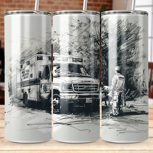 Ambulance Tumbler, First Responder Paramedic Tumbler, EMT Gifts for Women & Men, Ambulance Gifts, Paramedic Graduation Gift, Seamless