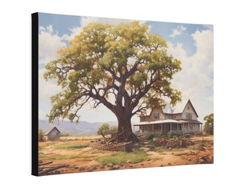 Large Tree on the Farm House Canvas Photo Tile