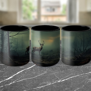 Deer in the Forest Mug, Deer Mug, Camping Mug, Camper Mug, Hunter Mug, Deer Coffee Mug, Deer Lover Gift Hunting Gift Animal Lover Gift