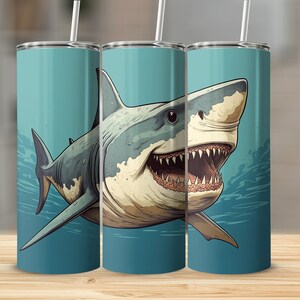 Emballage de gobelet requin dessin animé, téléchargement numérique