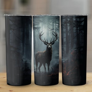 Dark Forest Elk 20 oz Tumbler, Elk Tumbler, Elk Gifts for Men, Elk Lover Gift, Woodland Scene