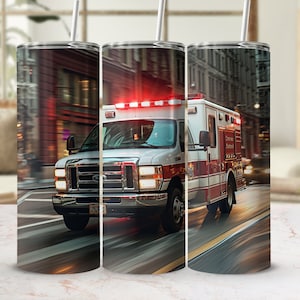 Ambulance Tumbler, EMT Gift, EMT Appreciation Gift, Paramedic Tumbler, Paramedic Gift, Ambulance Gifts, EMS Gift, Seamless