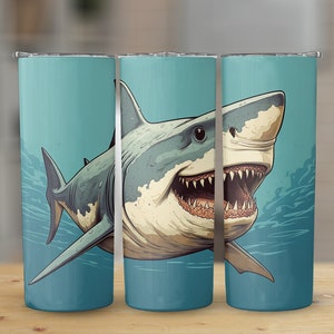 Cartoon Hai 20 oz Becher, lustiger Hai Becher, lustige Hai Geschenke für Männer, Jaws Becher Geschenke