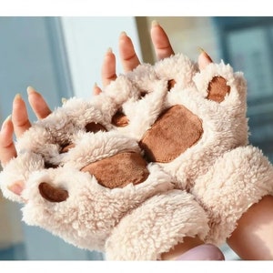 Cute Cat Paw Gloves, Handmade Paw Gloves, Fingerless Cat Paw Gloves, Cat Lovers Gift, Furry Paw, Warm Gloves, Winter Gloves, Animal Gloves