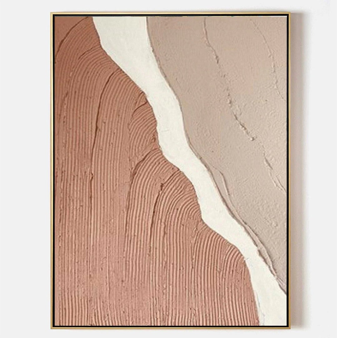 3D Minimalist Ocean Painting on Canvas Textured Wall Art Earth Tone ...