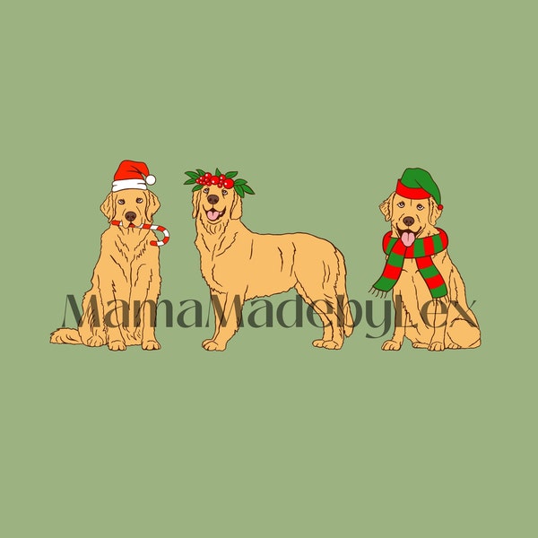 Golden Retriever Christmas Download, PNG, JPG, SVG, Christmas Dogs