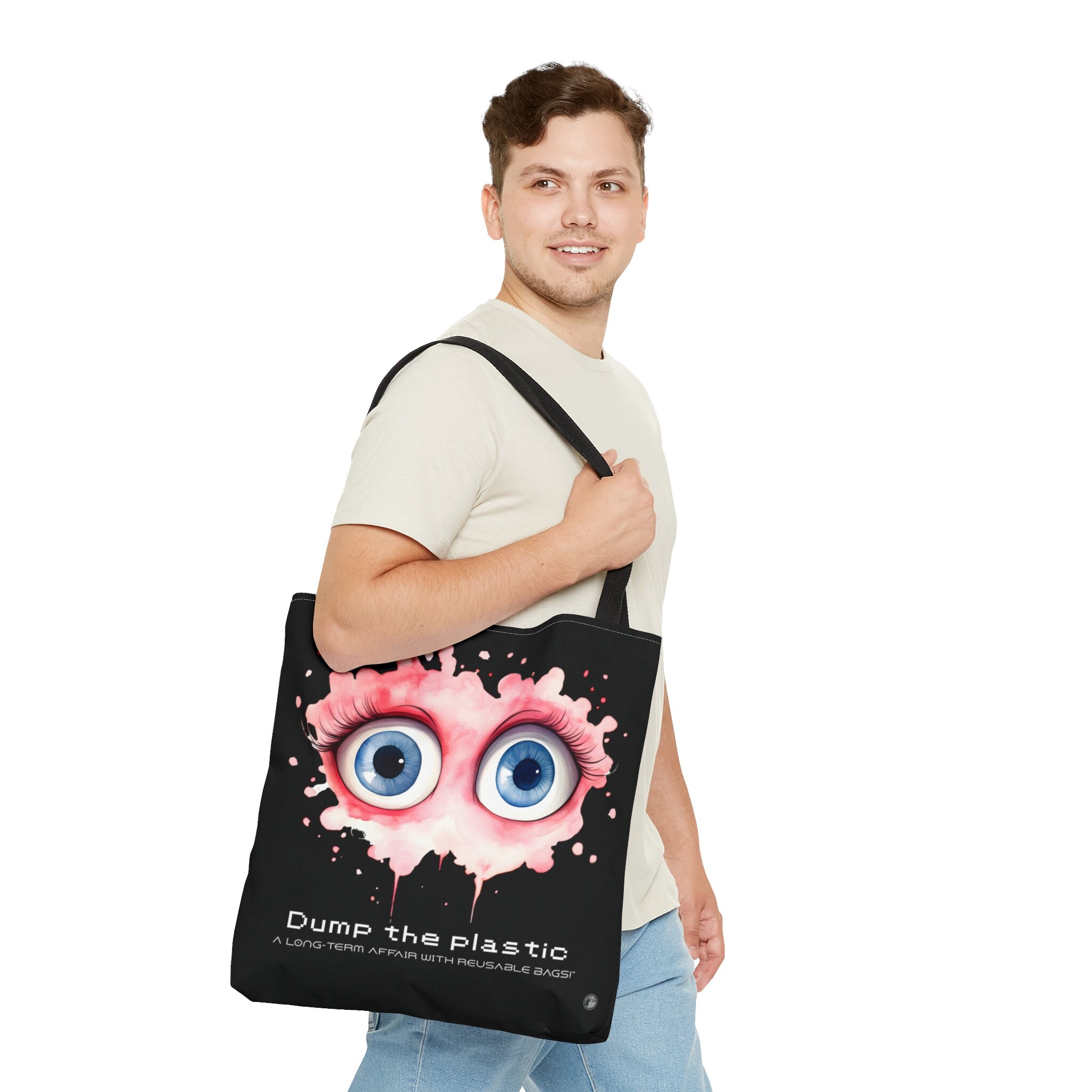 Big Romantic Eyes, Tote Bag AOP Pink and Black. Eco Design. Dump the ...