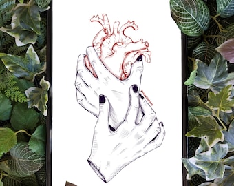 Art Print &quot;Heart in my hands&quot; | Illustration | Poster & Postcard | Wall Art | Self Care | Positive Vibes | Self Love | Motivation | Poison