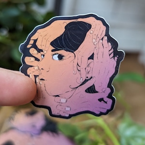 Pegatina "No me gusta que me toquen" | Acrílico | Retrato | Macabro | Terror | Nervioso | Alternativa | Estilo de tatuaje | Pequeño regalo único