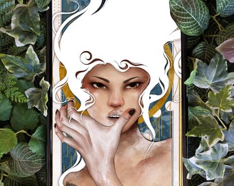 Art Print &quot;Whiteout&quot; | Illustration | Art nouveau | Drawing | Portrait | Art Deco | Art Nouveau | Wall Art | Poison