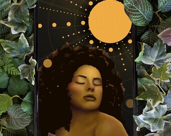 Art print &quot;Yellow Sun&quot; | Illustration | Portrait | Drawing | Sun | Woman | Astrology | Ethereal | Art | Original | Decoration