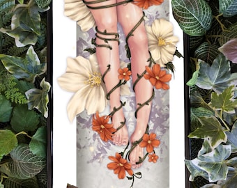 Art Print &quot;Overgrown&quot; | Illustration | Wall art | Postcard | Nature | Feet and Legs | Flowers | Woman | Magical | Witchy | Poison | Vines