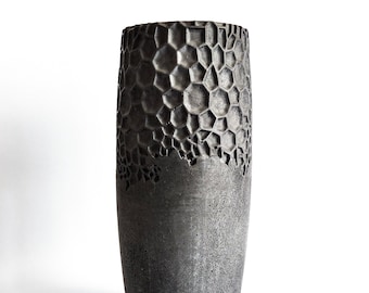 Natural Concrete Vase - Unique Honeycomb Design for Home Decor
