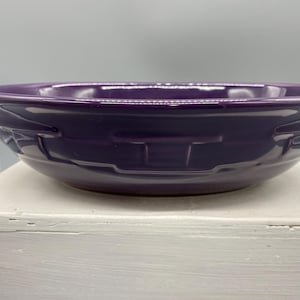 Longaberger Vitrified Pottery Woven Traditions Oval Vegetable Bowl 9" Eggplant