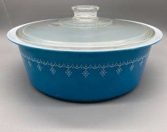 Vintage Pyrex 664 Big Bertha Snowflake Garland Casserole Dish With Lid 4 Quart