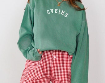 Latvia Sveiks Sweatshirt Gift, Latvian Comfort Colors Crewneck, Retro College Letters Varsity Jumper, Latvija Sweat Shirt Baltic Sweater Top