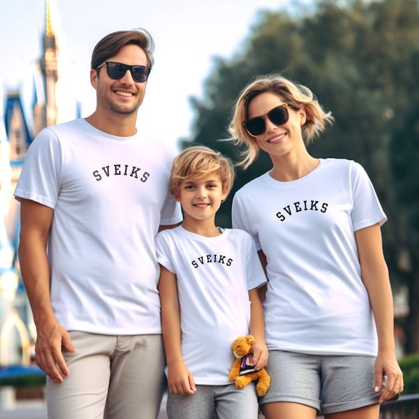 Latvian T-Shirt. Bella Canvas, White. Personalized Custom Family Group Tee. Sveiks Latvia Gift T Shirt. Matching Party Group Tshirt Lavija