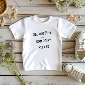 Toddler Daycare Gluten Free Non Dairy Tshirt 100% Cotton 2T 3T 4T 5T 6T Food Allergy T shirt Gift School T-shirt Tee Child Safety Uniform