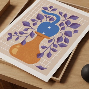Retro Illustration einer blauen Katze im Glas. Druckbare Kunst