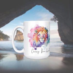 Narnia Courage Dear Heart 15 oz Ceramic Mug, C.S.Lewis, Narnia Mug, Aslan, Gifts for her, book lover gift