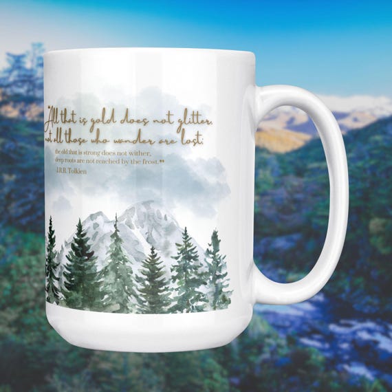 Lord of the Rings 15 oz Ceramic Mug, J.R.R. Tolkien, book lover gift, Middle Earth, LOTR, not all those who wander are lost, Gandalf, Frodo
