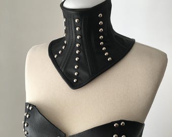 Leather neck corset