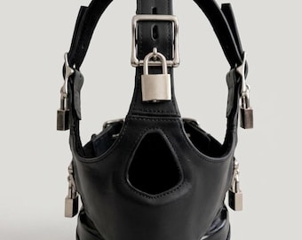 Leather Octopus mask with padlock