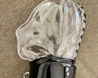 Transparent PVC collar hood with padlock
