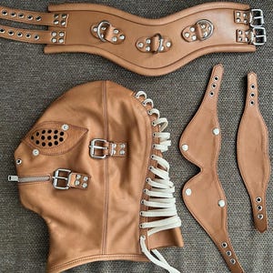 Leder Haube und Halsband