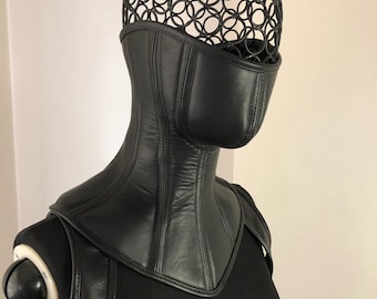 Leather neck corset