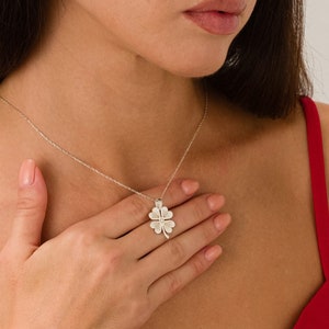14K Gold Four Leaf Clover Necklace: Dainty Handmade Jewelry