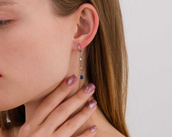 Birthstone Drop Earrings 14K Gold Plated, Custom Jewelry, Dainty Birthstone Earring, Chritsmas Gifts