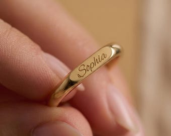 Custom Name Ring, Personalized Gold Ring, Handwriting Ring, Minimalist Stackable Ring, Bridesmaid Gift, Dainty Name Jewelry, Christmas Gift