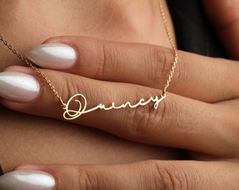 14K Solid Gold Name Necklace, Personalized Handmade Jewelry, Personalized Gifts, Handmade Gold Jewelry, Gift For Her, Christmas Gift