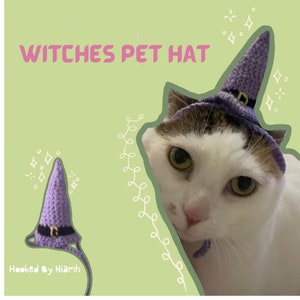 Handcrafted Crochet Wizard/Witches Hat for Cat - Magical Pet Costume - Unique Gift for Cat Owners - Customizable Colors - Cute Animal lovers