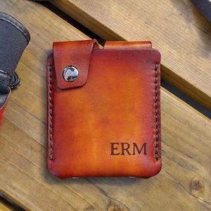 Billetera minimalista de cuero con tarjetero EDC · Billetera de cuero EDC para hombre · Billetera personalizada · Billetera de cuero fina · Billetera personalizada con bolsillo frontal